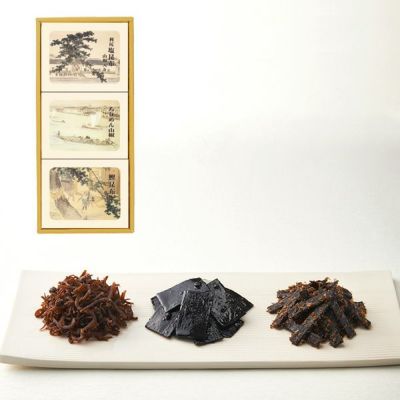 3個詰合せ（利尻塩昆布山椒入り1個、ちりめん山椒1個、鰹昆布1個）【3ER-34】